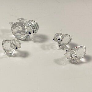 Set of 4 Swarovski crystal mother duck and three ducklings figurines-No Box